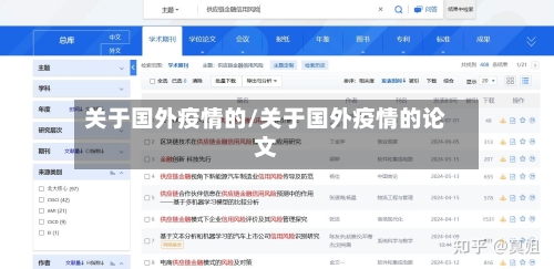 关于国外疫情的/关于国外疫情的论文