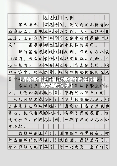 【评价疫情逆行者,对疫情中的逆行者的赞美的句子】